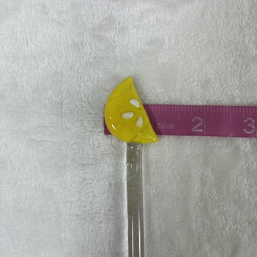 Set of 4 Vintage Glass Lemon Wedge Swizzle Stick Stirrer 11.75" Summer Free Ship - Picture 7 of 7